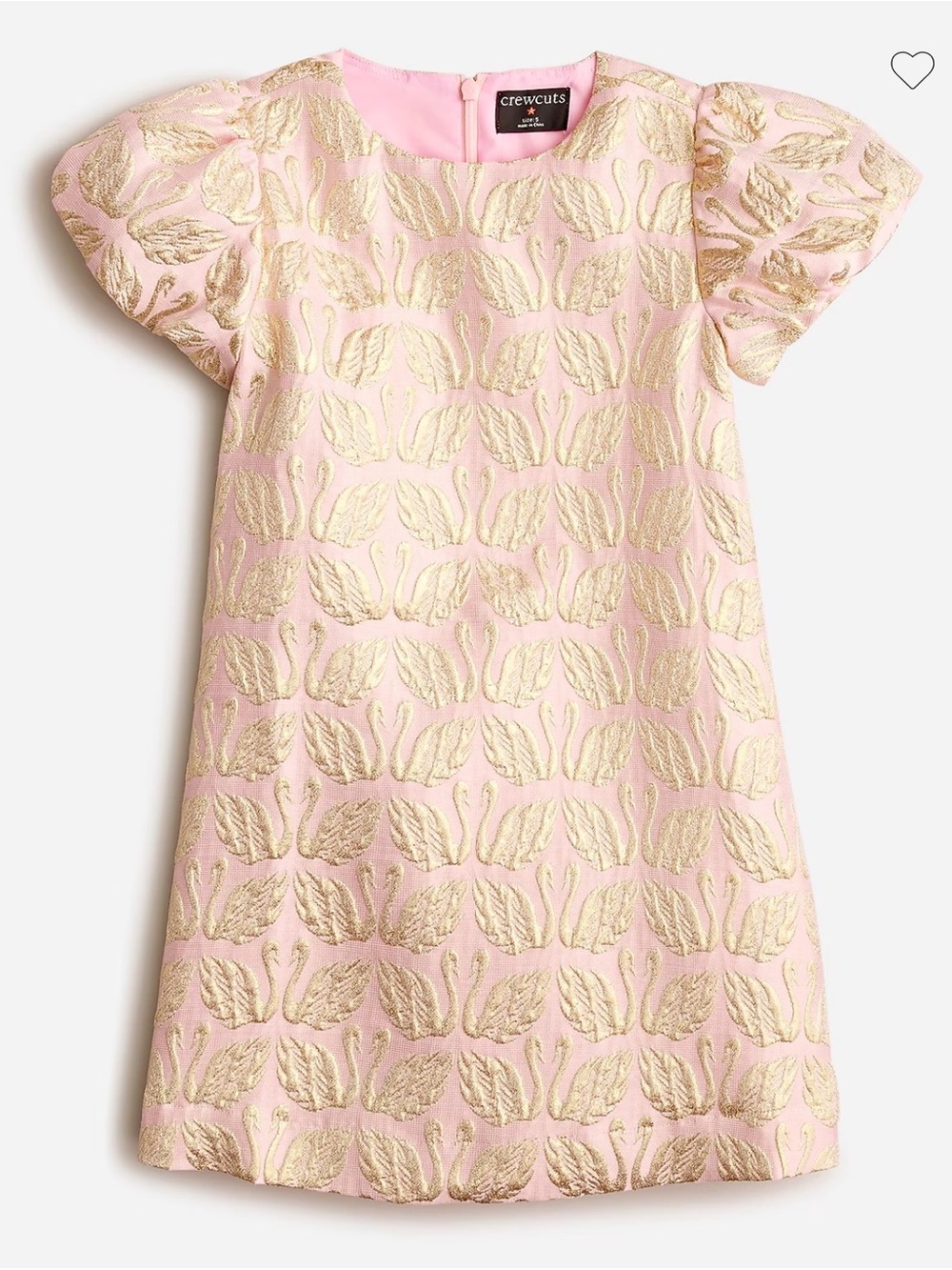 Crewcuts Pink and Gold Swan Jacquard A-Line Dress size 12 NWT